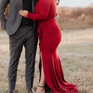 Long Sleeve Red Gown